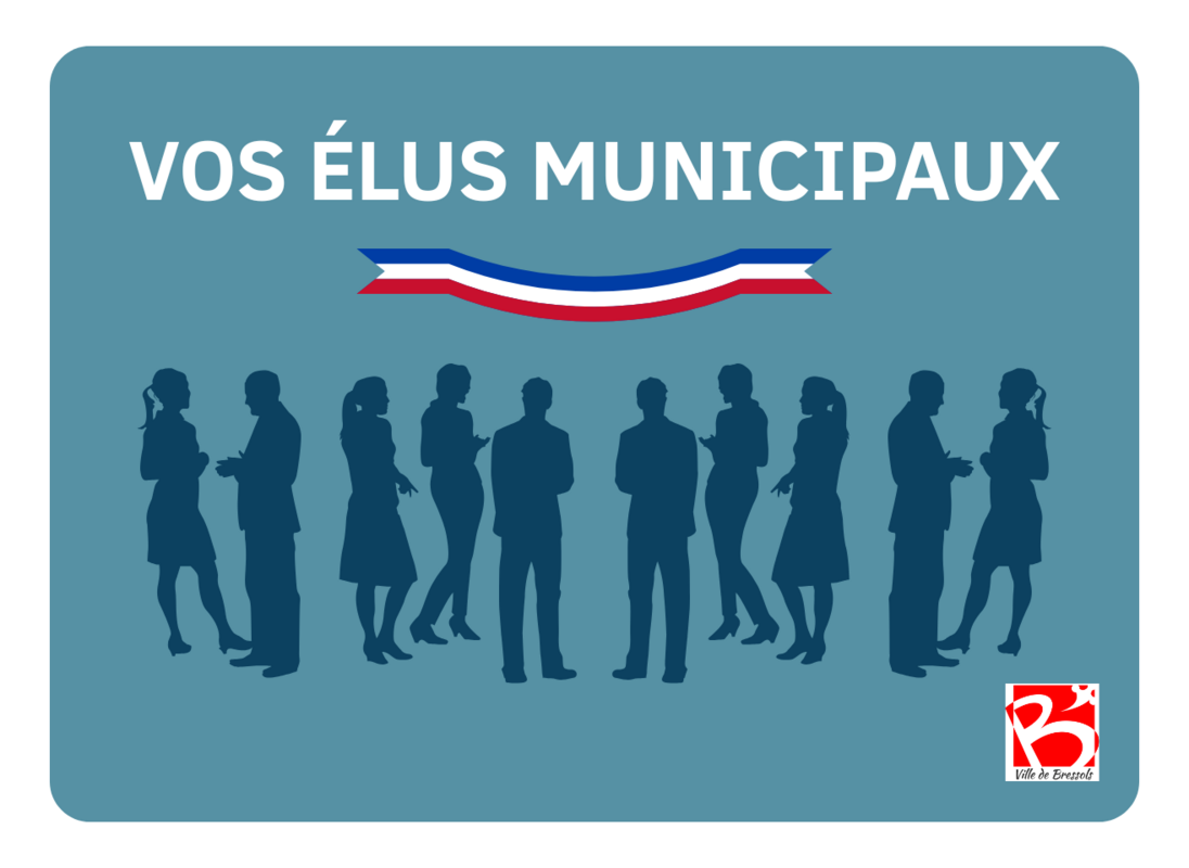 Ombre d'un groupe vos élus municipaux logo de Bressols sur fond gris