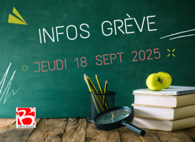 Visuel infos grève du jeudi 18 septembre 2025