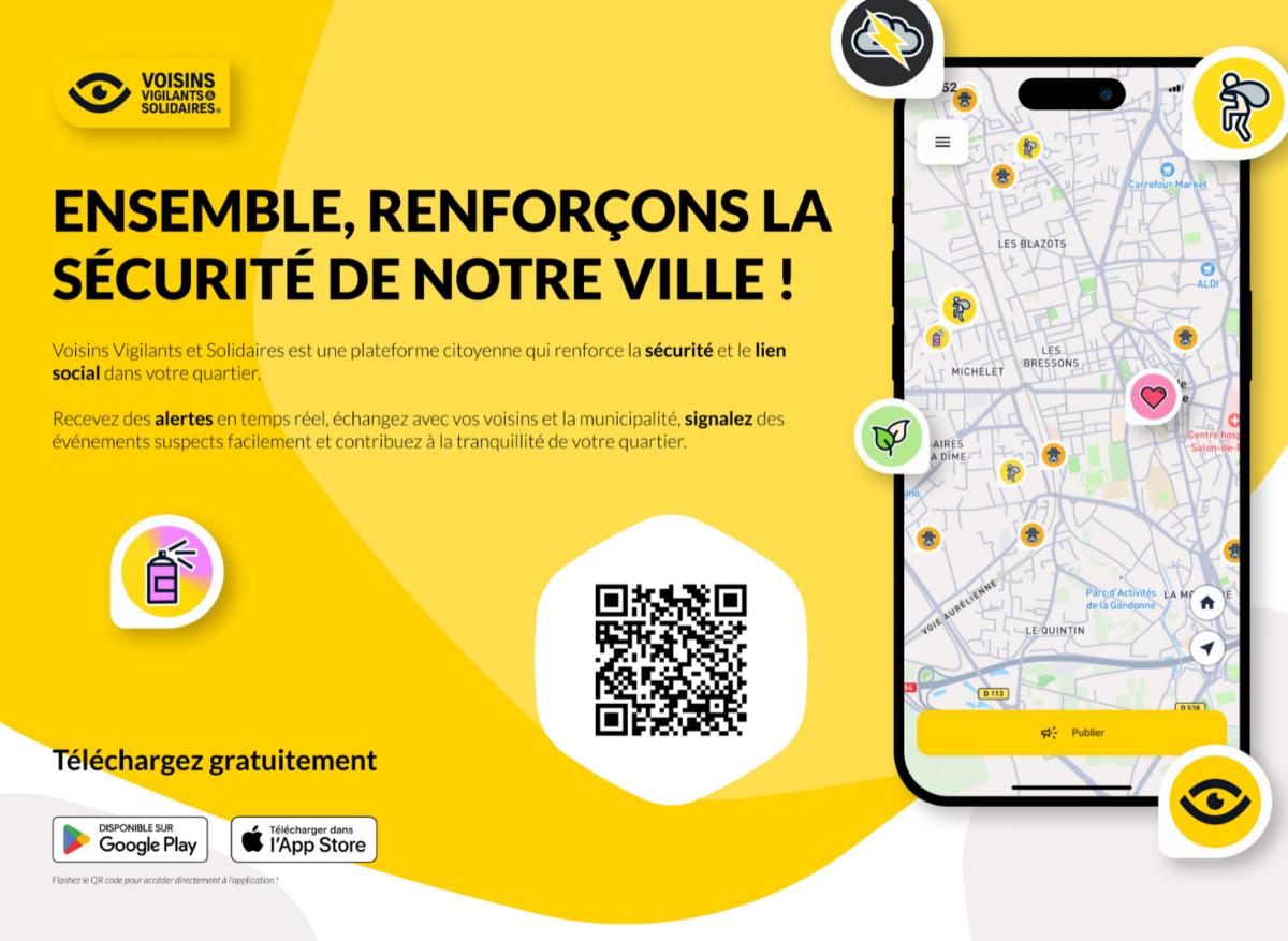 Logo voisin vigilants et solidaire QR code application