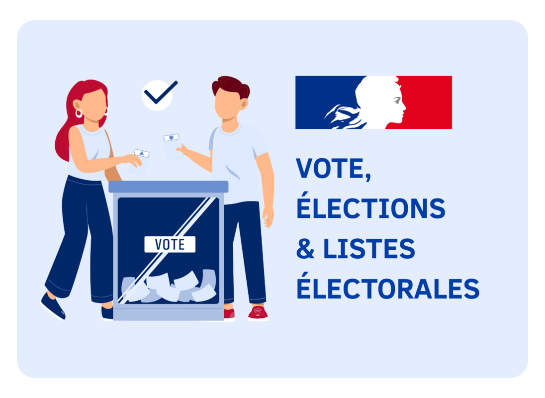 Personnages en train de voter logo Marianne France