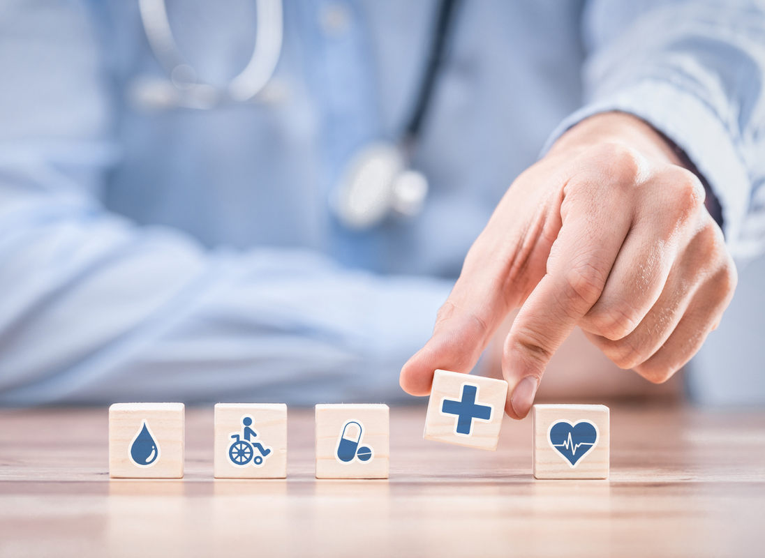 médecin et cube icônes dessins médical